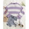 imageZESICA Womens 2025 Fall Long Sleeve Oversized Striped Color Block Comfy Loose Crew Neck Knitted Pullover SweaterLightpurple