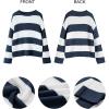 imageZESICA Womens 2025 Fall Long Sleeve Oversized Striped Color Block Comfy Loose Crew Neck Knitted Pullover SweaterNavy