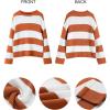 imageZESICA Womens 2025 Fall Long Sleeve Oversized Striped Color Block Comfy Loose Crew Neck Knitted Pullover SweaterOrange