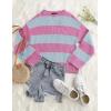 imageZESICA Womens 2025 Fall Long Sleeve Oversized Striped Color Block Comfy Loose Crew Neck Knitted Pullover SweaterRosypink