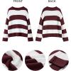imageZESICA Womens 2025 Fall Long Sleeve Oversized Striped Color Block Comfy Loose Crew Neck Knitted Pullover SweaterWine