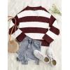 imageZESICA Womens 2025 Fall Long Sleeve Oversized Striped Color Block Comfy Loose Crew Neck Knitted Pullover SweaterWine