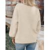 imageZESICA Womens Button Down Cardigan Sweaters 2025 Fall Lantern Long Sleeve Mock Neck Chunky Knit Outerwear CoatApricot