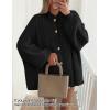 imageZESICA Womens Button Down Cardigan Sweaters 2025 Fall Lantern Long Sleeve Mock Neck Chunky Knit Outerwear CoatBlack