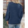 imageZESICA Womens Button Down Cardigan Sweaters 2025 Fall Lantern Long Sleeve Mock Neck Chunky Knit Outerwear CoatDarkblue