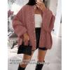 imageZESICA Womens Button Down Cardigan Sweaters 2025 Fall Lantern Long Sleeve Mock Neck Chunky Knit Outerwear CoatDustypink