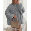 imageZESICA Womens Button Down Cardigan Sweaters 2025 Fall Lantern Long Sleeve Mock Neck Chunky Knit Outerwear CoatGray