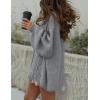 imageZESICA Womens Button Down Cardigan Sweaters 2025 Fall Lantern Long Sleeve Mock Neck Chunky Knit Outerwear CoatGray