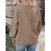 imageZESICA Womens Button Down Cardigan Sweaters 2025 Fall Lantern Long Sleeve Mock Neck Chunky Knit Outerwear CoatKhaki