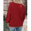 imageZESICA Womens Button Down Cardigan Sweaters 2025 Fall Lantern Long Sleeve Mock Neck Chunky Knit Outerwear CoatRed