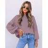 imageZESICA Womens Casual Turtleneck Long Lantern Sleeve Fall 2025 Oversized Ribbed Knit Pullover Sweater Jumper TopDarkviolet