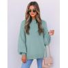 imageZESICA Womens Casual Turtleneck Long Lantern Sleeve Fall 2025 Oversized Ribbed Knit Pullover Sweater Jumper TopLake