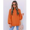 imageZESICA Womens Casual Turtleneck Long Lantern Sleeve Fall 2025 Oversized Ribbed Knit Pullover Sweater Jumper TopOrange