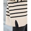 imageZESICA Womens Fall 2025 Casual Long Sleeve Crew Neck Side Slit Oversized Ribbed Knit Pullover Sweater TopsApricotstripe