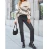 imageZESICA Womens Fall 2025 Casual Long Sleeve Crew Neck Side Slit Oversized Ribbed Knit Pullover Sweater TopsApricotstripe