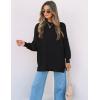 imageZESICA Womens Fall 2025 Casual Long Sleeve Crew Neck Side Slit Oversized Ribbed Knit Pullover Sweater TopsBlack