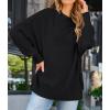 imageZESICA Womens Fall 2025 Casual Long Sleeve Crew Neck Side Slit Oversized Ribbed Knit Pullover Sweater TopsBlack