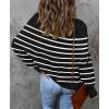 imageZESICA Womens Fall 2025 Casual Long Sleeve Crew Neck Side Slit Oversized Ribbed Knit Pullover Sweater TopsBlackstripe