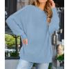 imageZESICA Womens Fall 2025 Casual Long Sleeve Crew Neck Side Slit Oversized Ribbed Knit Pullover Sweater TopsBlue