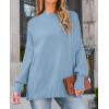 imageZESICA Womens Fall 2025 Casual Long Sleeve Crew Neck Side Slit Oversized Ribbed Knit Pullover Sweater TopsBlue