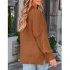 imageZESICA Womens Fall 2025 Casual Long Sleeve Crew Neck Side Slit Oversized Ribbed Knit Pullover Sweater TopsCaramel