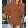 imageZESICA Womens Fall 2025 Casual Long Sleeve Crew Neck Side Slit Oversized Ribbed Knit Pullover Sweater TopsCaramel