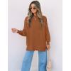 imageZESICA Womens Fall 2025 Casual Long Sleeve Crew Neck Side Slit Oversized Ribbed Knit Pullover Sweater TopsCaramel