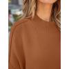 imageZESICA Womens Fall 2025 Casual Long Sleeve Crew Neck Side Slit Oversized Ribbed Knit Pullover Sweater TopsCaramel