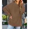 imageZESICA Womens Fall 2025 Casual Long Sleeve Crew Neck Side Slit Oversized Ribbed Knit Pullover Sweater TopsCoffee