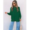imageZESICA Womens Fall 2025 Casual Long Sleeve Crew Neck Side Slit Oversized Ribbed Knit Pullover Sweater TopsDarkgreen