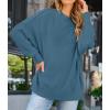 imageZESICA Womens Fall 2025 Casual Long Sleeve Crew Neck Side Slit Oversized Ribbed Knit Pullover Sweater TopsDustyblue