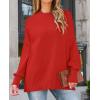 imageZESICA Womens Fall 2025 Casual Long Sleeve Crew Neck Side Slit Oversized Ribbed Knit Pullover Sweater TopsFirered