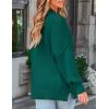 imageZESICA Womens Fall 2025 Casual Long Sleeve Crew Neck Side Slit Oversized Ribbed Knit Pullover Sweater TopsForestgreen