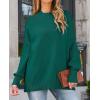 imageZESICA Womens Fall 2025 Casual Long Sleeve Crew Neck Side Slit Oversized Ribbed Knit Pullover Sweater TopsForestgreen