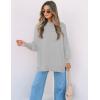 imageZESICA Womens Fall 2025 Casual Long Sleeve Crew Neck Side Slit Oversized Ribbed Knit Pullover Sweater TopsGrey