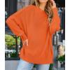 imageZESICA Womens Fall 2025 Casual Long Sleeve Crew Neck Side Slit Oversized Ribbed Knit Pullover Sweater TopsOrange