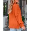 imageZESICA Womens Fall 2025 Casual Long Sleeve Crew Neck Side Slit Oversized Ribbed Knit Pullover Sweater TopsOrange