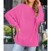 imageZESICA Womens Fall 2025 Casual Long Sleeve Crew Neck Side Slit Oversized Ribbed Knit Pullover Sweater TopsRose