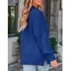 imageZESICA Womens Fall 2025 Casual Long Sleeve Crew Neck Side Slit Oversized Ribbed Knit Pullover Sweater TopsRoyalblue