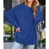 imageZESICA Womens Fall 2025 Casual Long Sleeve Crew Neck Side Slit Oversized Ribbed Knit Pullover Sweater TopsRoyalblue