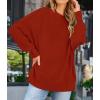imageZESICA Womens Fall 2025 Casual Long Sleeve Crew Neck Side Slit Oversized Ribbed Knit Pullover Sweater TopsRust