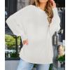 imageZESICA Womens Fall 2025 Casual Long Sleeve Crew Neck Side Slit Oversized Ribbed Knit Pullover Sweater TopsWhite