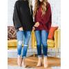 imageZESICA Womens Fall 2025 Casual Long Sleeve Crew Neck Side Slit Oversized Ribbed Knit Pullover Sweater TopsWine