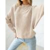 imageZESICA Womens Fall 2025 Turtleneck Batwing Long Sleeve Ribbed Knit Casual Soft Pullover Sweater Jumper TopApricot