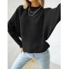 imageZESICA Womens Fall 2025 Turtleneck Batwing Long Sleeve Ribbed Knit Casual Soft Pullover Sweater Jumper TopBlack