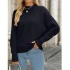 imageZESICA Womens Fall 2025 Turtleneck Batwing Long Sleeve Ribbed Knit Casual Soft Pullover Sweater Jumper TopBlack