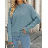 imageZESICA Womens Fall 2025 Turtleneck Batwing Long Sleeve Ribbed Knit Casual Soft Pullover Sweater Jumper TopBlue