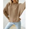 imageZESICA Womens Fall 2025 Turtleneck Batwing Long Sleeve Ribbed Knit Casual Soft Pullover Sweater Jumper TopCamel