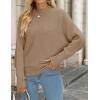 imageZESICA Womens Fall 2025 Turtleneck Batwing Long Sleeve Ribbed Knit Casual Soft Pullover Sweater Jumper TopCamel