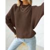 imageZESICA Womens Fall 2025 Turtleneck Batwing Long Sleeve Ribbed Knit Casual Soft Pullover Sweater Jumper TopCoffee